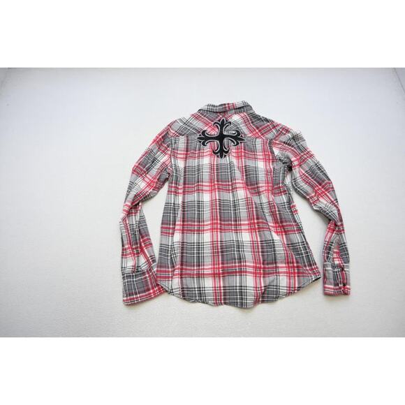 Pop Icon Western Pearl Snaps Shirt Casual Plaid Long Sleeve Mens Size Small - Picture 7 of 7